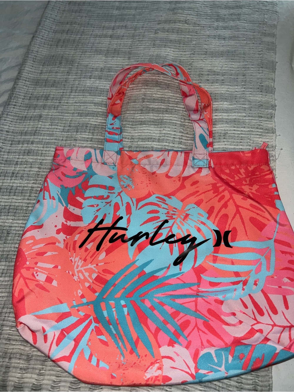 Hurley Coral Pink & Teal Printed Tote